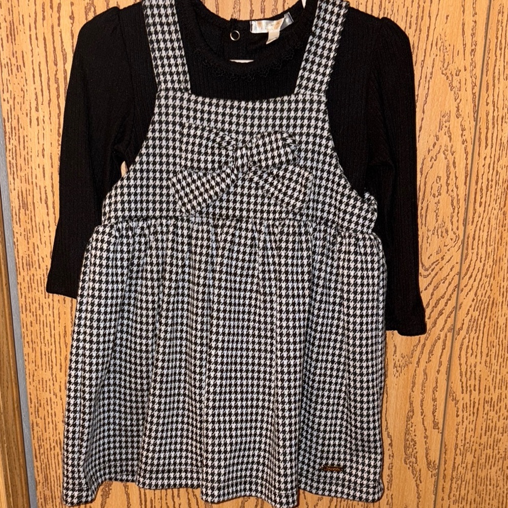 Tahari Black and White Houndstooth Kids Dress